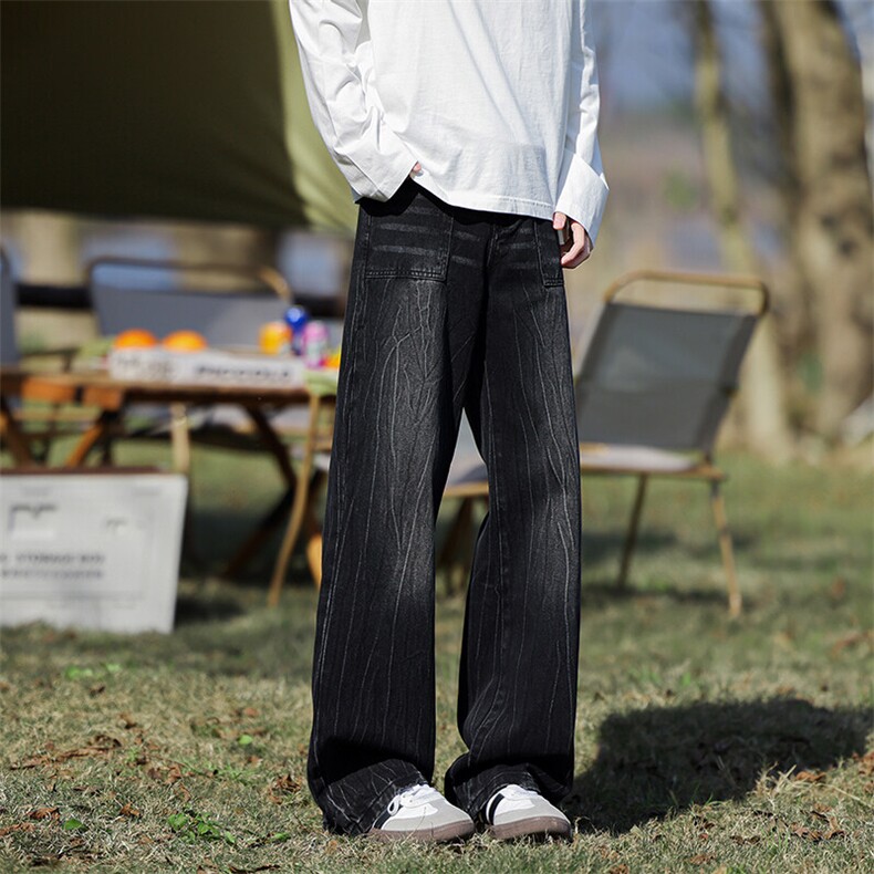 8XL-M高街做旧闪电纹牛仔裤大码潮牌美式复古扎染裤子NZ9006/P65图片
