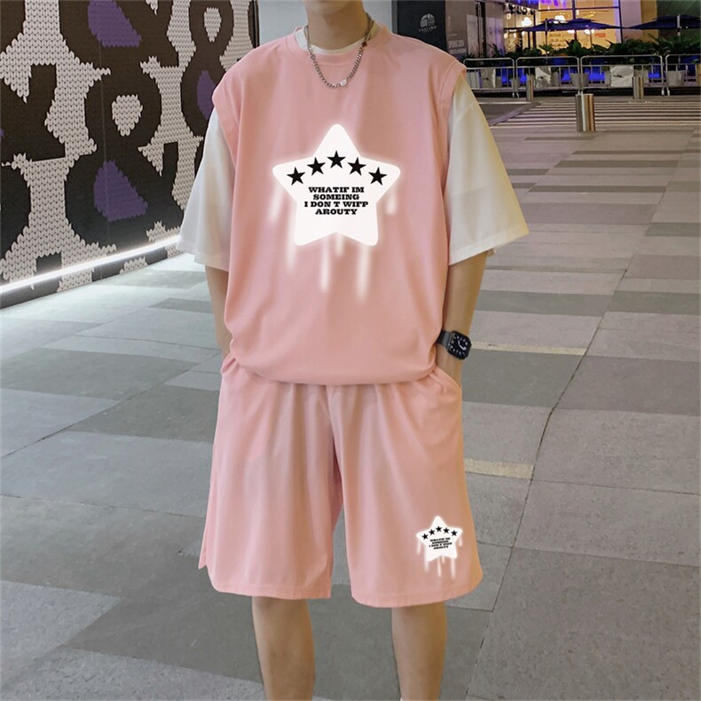 数据款冰感华夫格套装潮流休闲短袖短裤两件套FTZ3057-P55控78,男装牛仔裤,电商B370