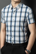 R-GS59951夏季新款男士格子短袖衬衣百搭衬衫商务男装，男装T恤，电商B360