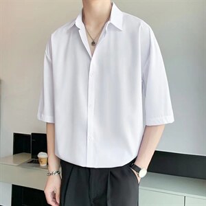 原宿风短袖男简约百搭宽松衬衫港风SC23P32，男装衬衫，星座1116-2