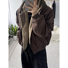 两面穿现货重磅短款座山雕棉衣男女双面穿毛毛绒棉服加厚外套，男装棉衣，电商A486-1