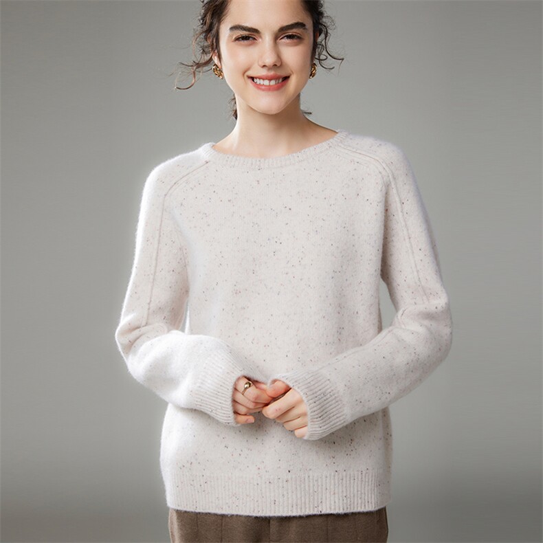 套头长袖圆领时尚简约百搭显瘦35%山羊绒针织衫，女装羊绒衫，萨奥羊绒