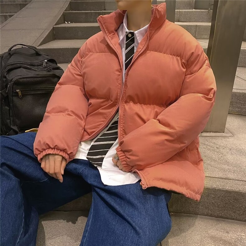 韩版宽松休闲情侣装秋冬立领棉衣高街潮流纯色面包棉服W6101-P58,男装棉衣,星座512-2