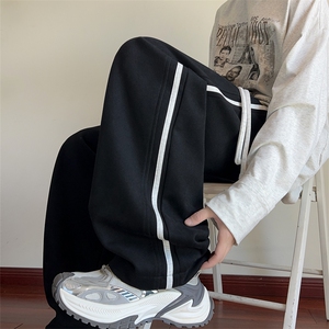 秋季新款休闲裤男宽松卫裤直筒裤拼色长裤 K7701-特P45 控78图片