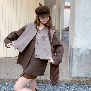 冬季主推  时尚双面羊毛外套女马甲两件套超好看套装A803K295K428图片