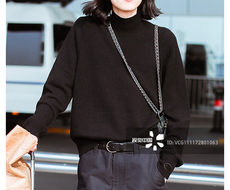 反季清仓大表姐刘雯同款羊毛衫女款毛衣宽松慵懒风半高领猪鼻羊绒，女装针织衫/毛衣，美莎羊绒