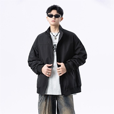港风美式日系褶皱设计感立领夹克外套男潮XZ213-JK1234-P88控108，男装夹克，星座213