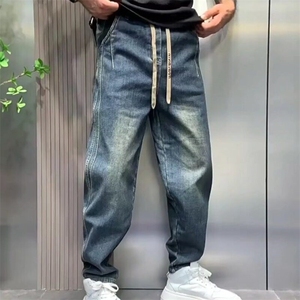 秋冬休闲裤男新款宽松阔腿裤哈伦潮牌长裤裤痞帅工装牛仔裤男图片