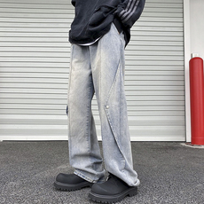美式高街潮牌宽松直筒牛仔裤N369P65，男装牛仔裤，星座712