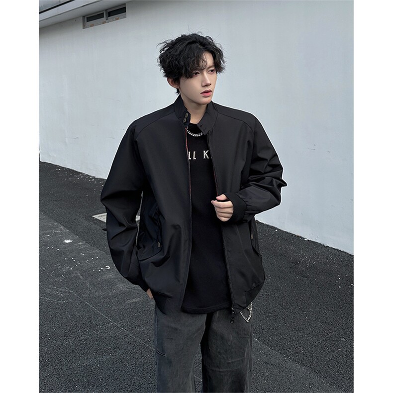 8XL-M美式复古棒球服外套男特大码潮牌双拉链立领夹克衫JK005P85图片