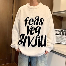 字母提花毛衣男女仿貂绒早秋百搭情侣软糯柔软针织衫男MY262/P55，男装针织衫/毛衣，星座506