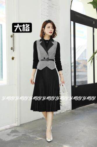 现货秋季新款连衣裙两件套,女装连衣裙,依美依缘