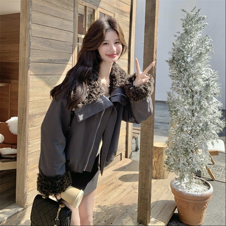 新款！羊羔毛拼接两面穿派克服外套2C133-8995-P225-K328图片