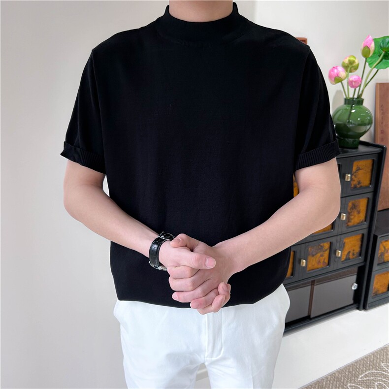 春夏针织短袖男生半高领T恤毛衣B2001-P45,男装T恤,星座1012-1