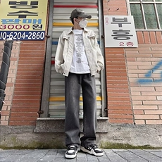 美式牛仔裤男韩版潮流染黄泥高街2024冬季ins直筒长裤RK1306-P51，男装牛仔裤，星座412-3