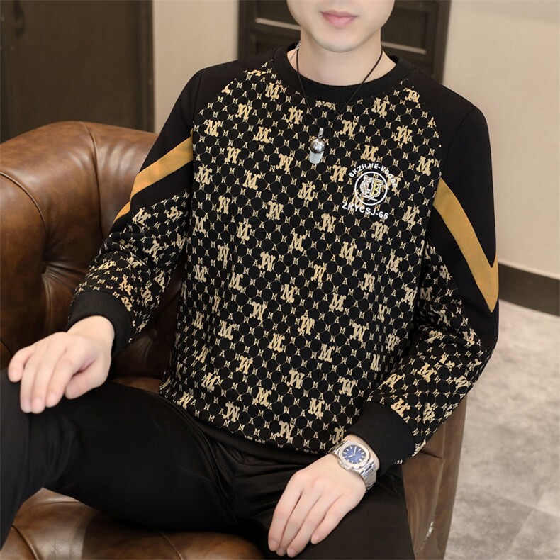 秋季男士休闲时尚圆领套头针织卫衣打底衫L6008--P45图片