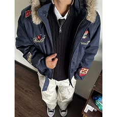 高街街头新款hiphop嘻哈加厚夹棉刺绣棉衣帽子可拆卸WL6558-P95，男装棉衣，星座1008