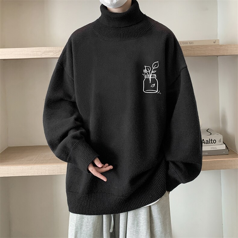 8XL高领毛衣男大码胖子堆堆领打底羊毛衫GM45430-P45加绒款-P65,男装针织衫/毛衣,电商A040
