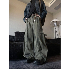 解构工装牛仔裤男夏季设计感美式扎染裤直筒宽松阔腿裤LB1655-P58，男装牛仔裤，星座1008