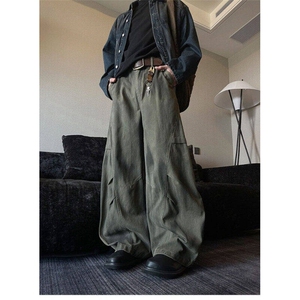 解构工装牛仔裤男夏季设计感美式扎染裤直筒宽松阔腿裤LB1655-P58图片