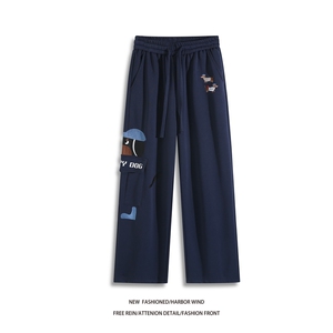 春季新款小狗刺绣侧边口袋设计感百搭卫裤B315-K25346-特p40控78图片