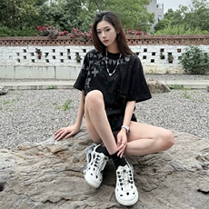 万针全刺绣工艺抖音得物高品质260克重磅纯棉双纱美式高街短袖T恤，男装T恤，电商A486-1