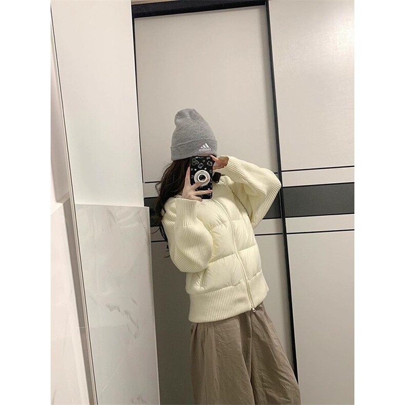150-1/M78791/P94杏色针织拼接袖子设计棉服情侣潮款男女同款棉服,男装棉衣,星座1506-1