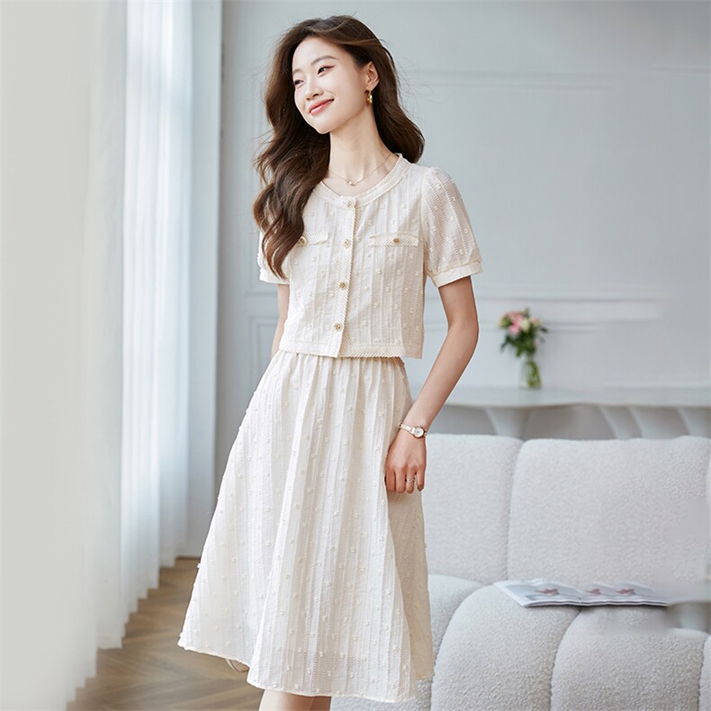 拉夏贝尔官方气质时尚套装女2025年夏季新款小衫半身裙休闲两件套,女装套装/套裙,苗苗
