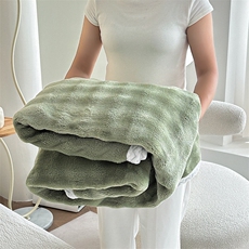 新款A类仿兔毛绒300克双面绒牛奶绒兔毛泡泡绒多功能盖毯毛毯，毯子，一起卖家纺