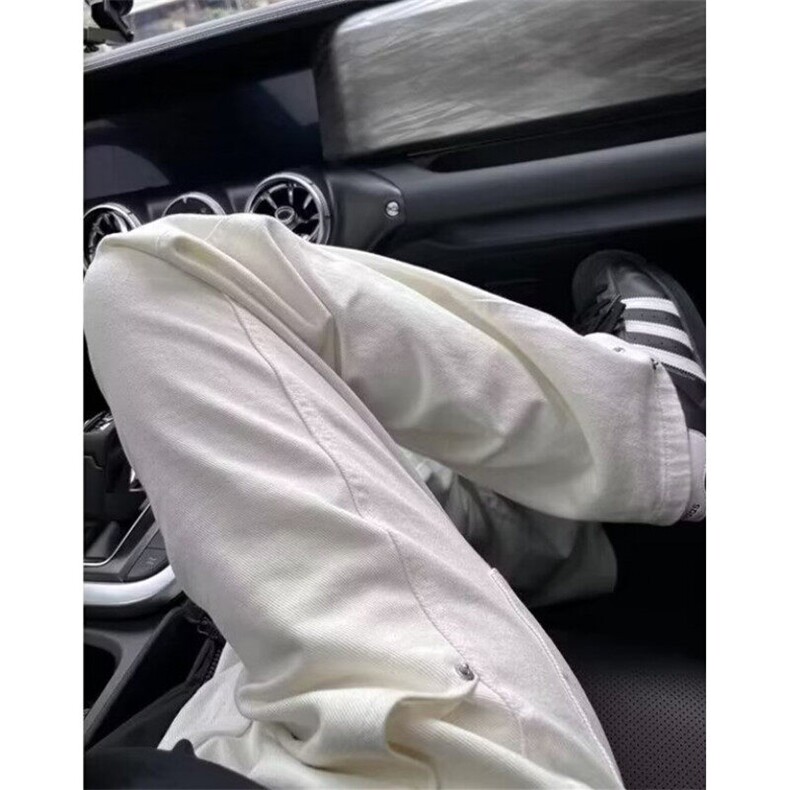 白色直筒牛仔裤男美式高街cleanfit裤子痞帅高级感修身显瘦微喇裤,男装牛仔裤,星座1116A（原606A-3）