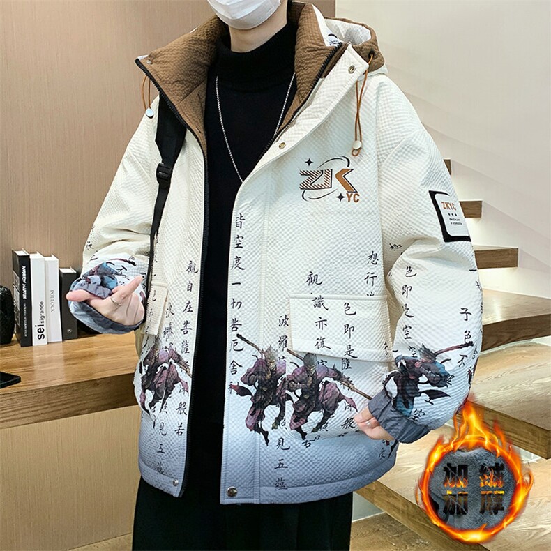 新款男士连帽加绒加厚时尚潮牌夹克宽松外套冬季，男装夹克，星座1206（原A206）