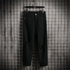 XZ103A-k701-P48-限价78网格日系大码破洞牛仔肥仔，男装牛仔裤，星座103A