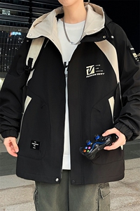 冬季新款加绒加厚外套青少年工装潮流韩版连帽夹克男XH6208A-P75图片