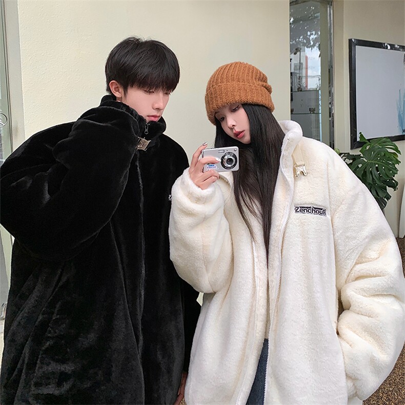D3124-TP95控价138新款冬季仿兔毛绒外套时尚纯色情侣棉衣男女,男装棉衣,电商A102-1