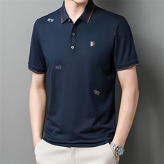 翻领宽松POLO衫短袖百搭中年2023夏季上衣潮流时尚T恤QP2296-P55，男装Polo衫，星座1105-3