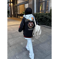 3989-P622025新款徽章拼接撞色棒球服外套男女春秋潮牌美式，男装T恤，电商B323A