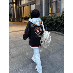 3989-P62 2025新款徽章拼接撞色棒球服外套男女春秋潮牌美式图片