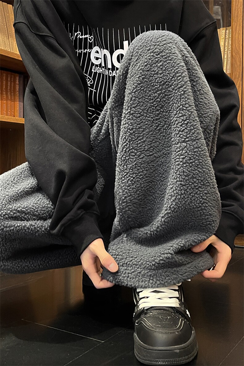 8XL-M摇粒绒裤子男加绒加厚休闲直通束脚宽松保暖裤K9122P78控98,男装休闲裤,电商D206-1