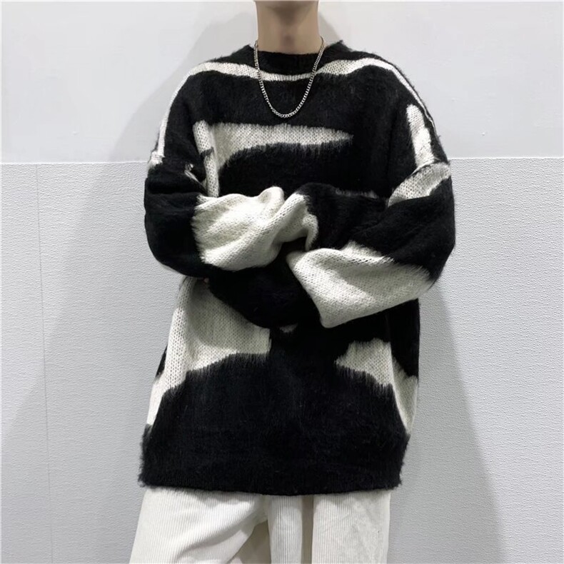美式扎染毛衣男ins潮宽松慵懒风情侣复古针织衫外套潮牌M5022-P45,男装针织衫/毛衣,星座1008-2