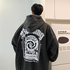 直播品质500克重磅潮牌美式做旧炒雪花水洗加绒卫衣H361JR特P65，男装卫衣，电商A486