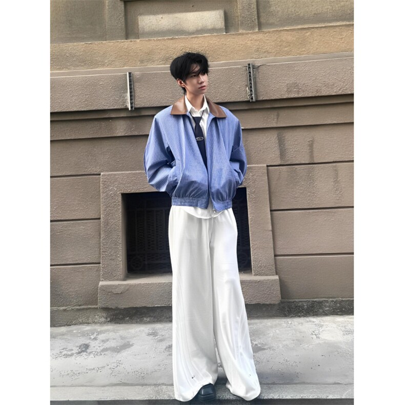 【有货】格子拼接短款外套男春秋美式设计感宽松夹克Z73CC-P70,男装夹克,星座1007（原301D）