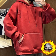 大码450G重磅奥利绒加厚烧花麂皮绒连帽卫衣P65控88常规P58控78，男装卫衣，电商A422-1