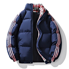 冬季港风三条杠立领棉服防风保暖加厚棉衣外套MY1128P80，男装棉衣，电商A128