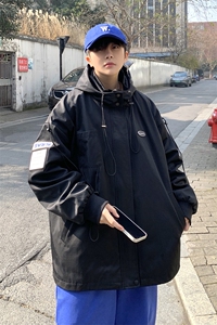 1克莱因蓝冲锋衣男外套男中性风宽松抽绳装饰连帽JK7569P75控99图片