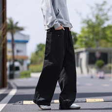 外景高街弯刀裤休闲纯棉宽松复古水洗棉直筒裤A406KZ2535特P60，男装休闲裤，星座309（原A406）