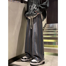 8XL-M特大码呢料加绒裤男新年裤条纹卫裤休闲基础款K948P60加绒70，男装休闲裤，电商D206-1