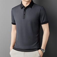 夏装冰丝Polo衫男士短袖T恤夏季薄款2024新款中年男装宽松半袖潮，男装T恤，电商B212（原钱塘6029）