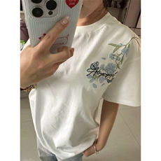 万针全刺绣解构设计260克重磅双纱纯棉高品质美式高街短袖T恤特35，男装T恤，电商A486-1