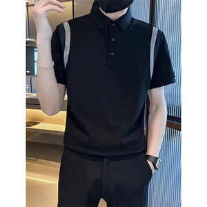网络图现货拼接撞色夏季短袖翻领Polo衫短袖T恤RD130-P40图片