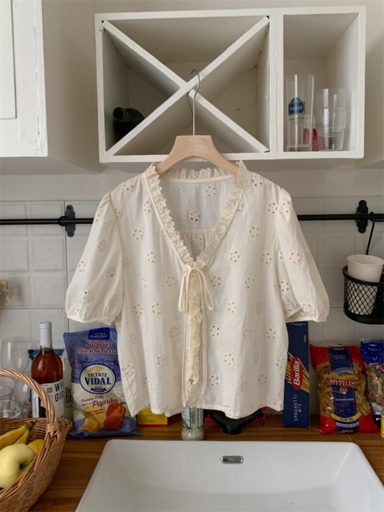 上新推荐花边领镂空小衫，其它，DAP